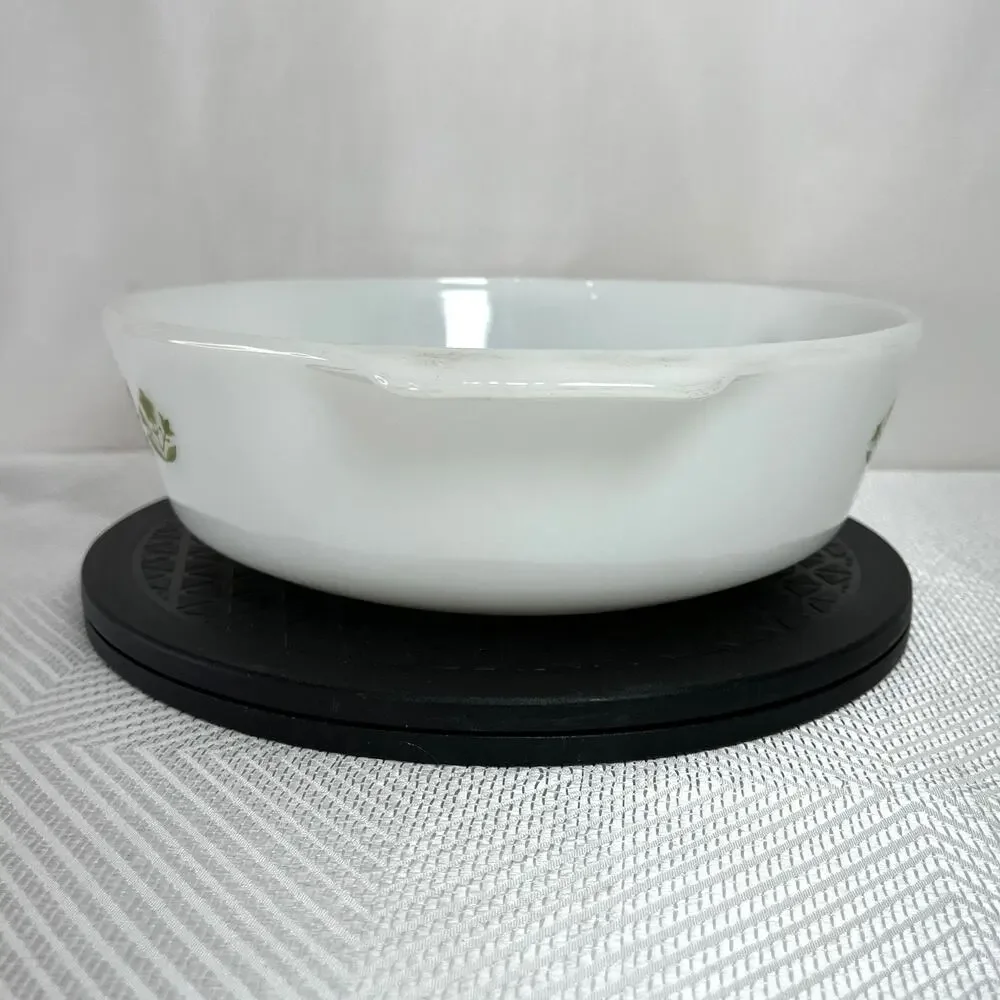 Meadow Green Fire-King Anchor Hocking Milk Glass Round Casserole 2 Qt No Lid VTG